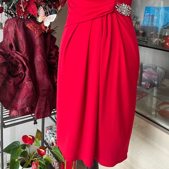 Ellen Tracy-Simple Yet Class Fire Engine Red Dress - Picture 6 of 11